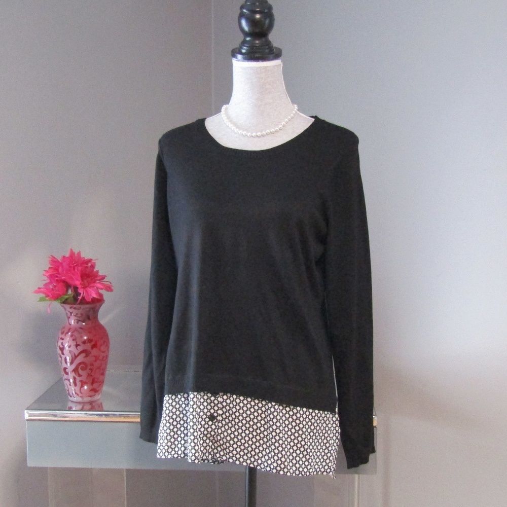 NEW Adrianna Papell Black & White Crewneck Twofer